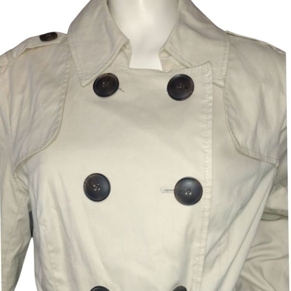 Double Breasted Trench Coat Style Coat or Dress Size Small with pockets Khaki - Picture 6 of 11